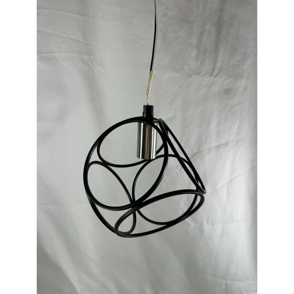 New Artcraft Sorrento Collection 1 Light Pendant, Mini Matte Black Satin Nickel - Picture 2 of 5